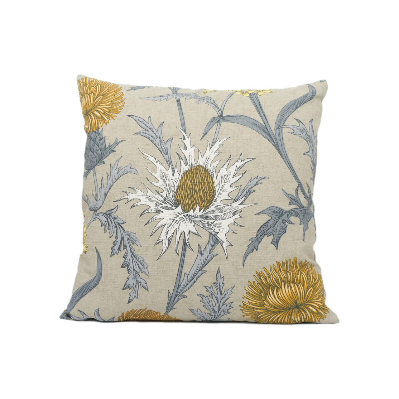 ILiv - Acanthium - Ochre - Cosy Farmhouse Floral Thistle Cushion Cover - Handmade Throw Pillow - Designer Home Décor