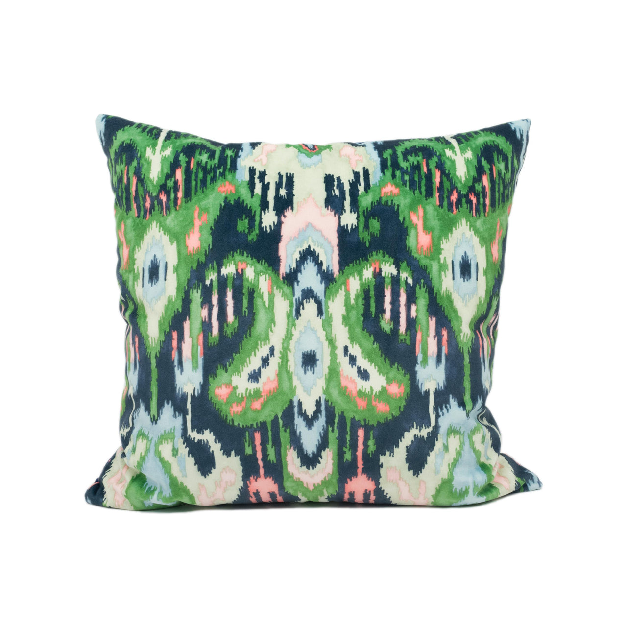 Linwood - Bukhara - Emerald - Sumptuous Velvet Painterly Ikat Cushion Cover - Handmade Throw Pillow - Designer Home Décor