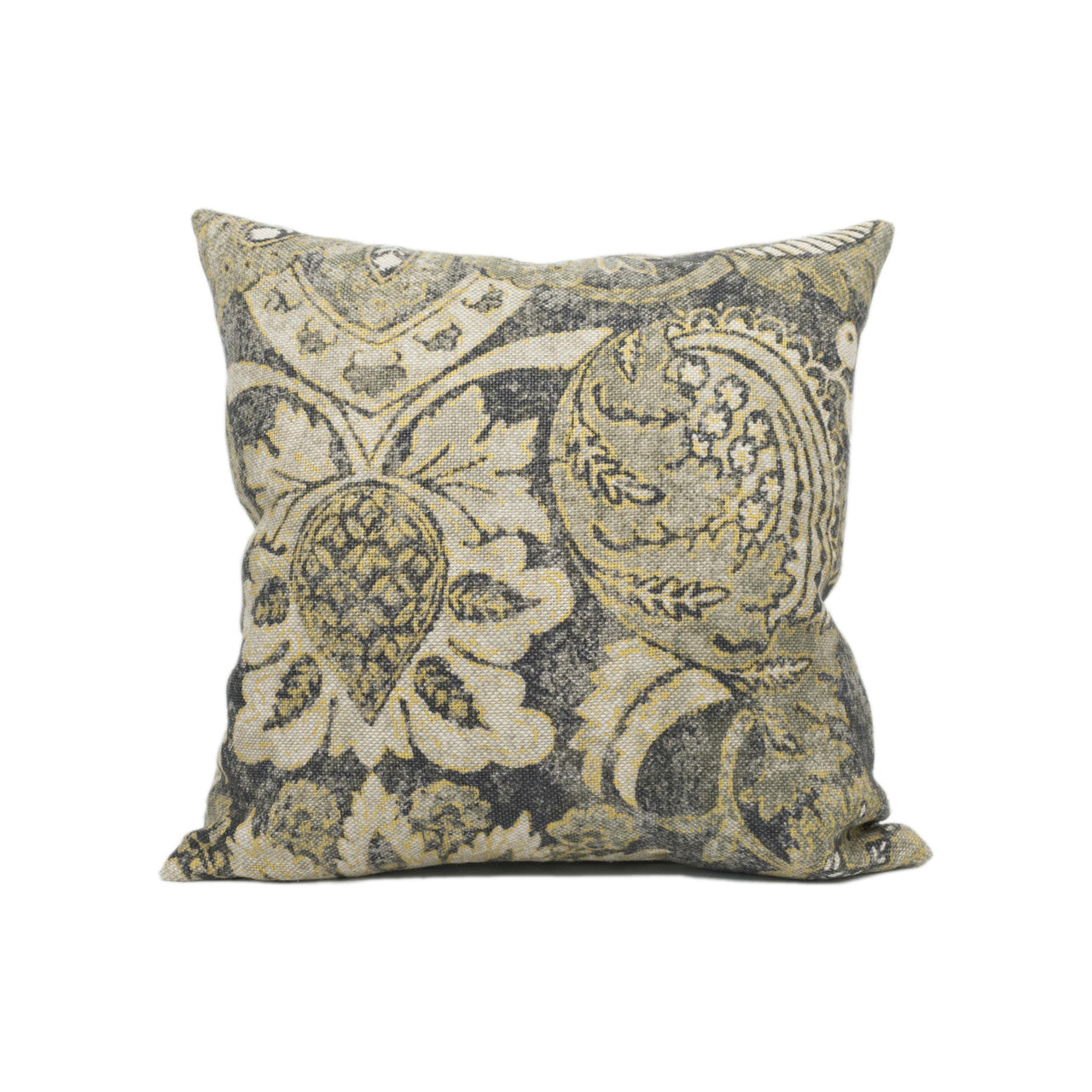 Zoffany - Pomegranate Print - Gargoyle / Bone Black - Handsome Worn Damask Cushion Cover - Handmade Throw Pillow - Designer Home Décor