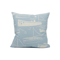 Thumbnail for Harlequin - Sail Away - Soft Blue & Neutral - Whimsical Sea Side Boats Cushion Cover - Handmade Throw Pillow - Designer Home Décor