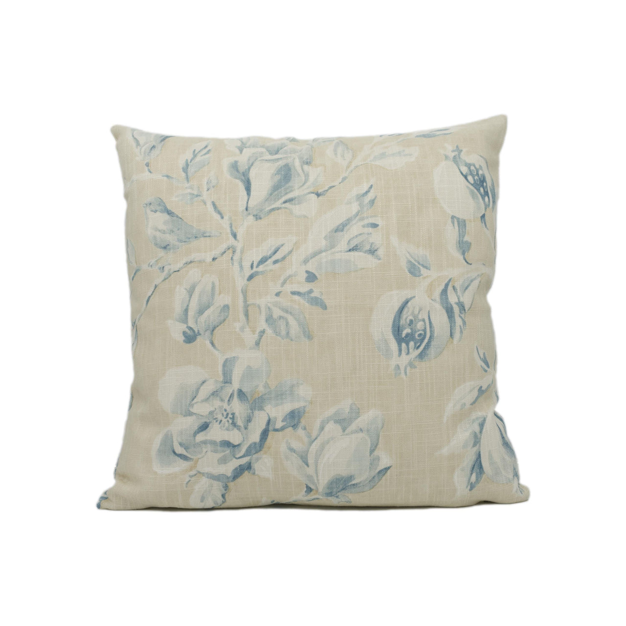 Sanderson - Magnolia & Pomegranate - Parchment / Sky Blue - Large Scale Floral Cushion Cover - Handmade Throw Pillow - Designer Home Décor