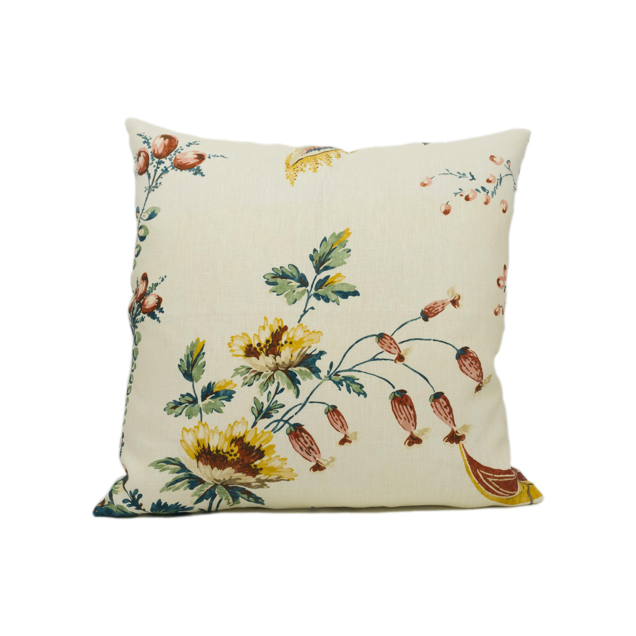 Zoffany - Emperor's Musician - Russet - Trailing Floral Vine Chinoiserie Cushion Cover - Handmade Throw Pillow - Designer Home Décor