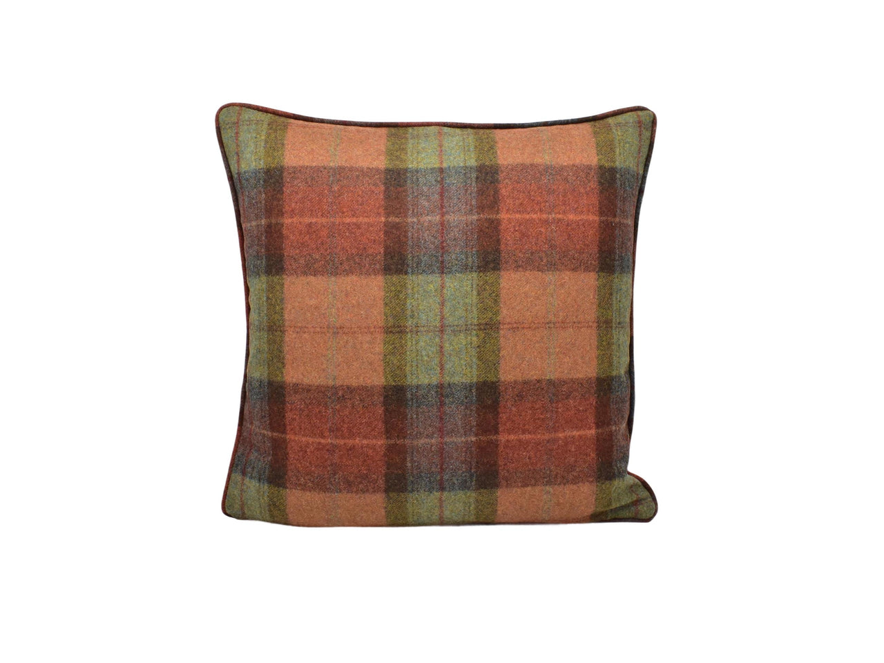 a plaid pillow on a white background