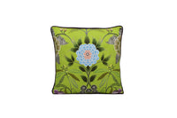 Thumbnail for a green pillow with a blue flower on it