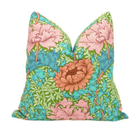 Thumbnail for a green and pink pillow with flowers on it