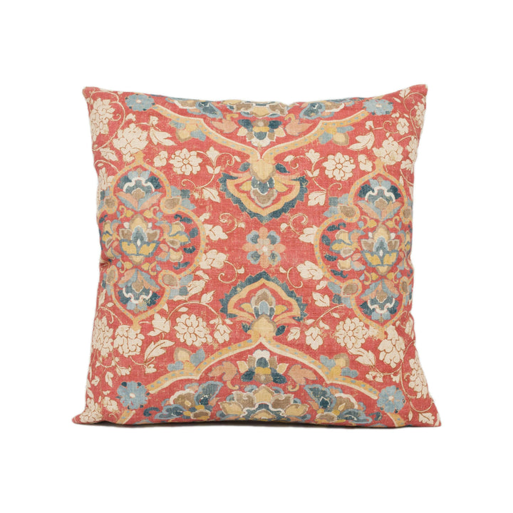 GP & J Baker - Kiana - Red / Blue - Beautiful Floral Medallion Cushion Cover - Red Vintage Designer Pillow Cover Custom GP Baker Red Floral.