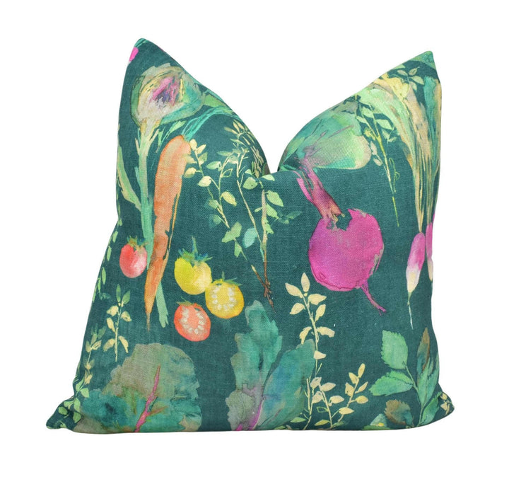 Bluebellgray - Vegetable Patch - Chard - Fresh Uplifting Spring Garden Designer Cushion Cover - Teal Green Colourful English Nature Pillow.