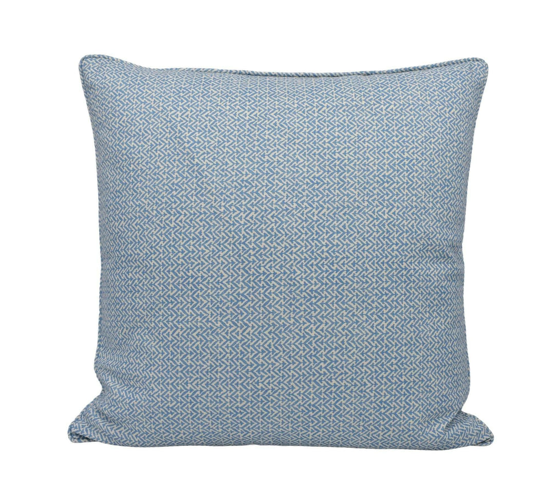 GP & J Baker - Tilly - Blue - Stylish Versatile Geometric Designer Cushion Cover - Modern Blue White Zig Zag Stripe Cotton Custom Pillow.