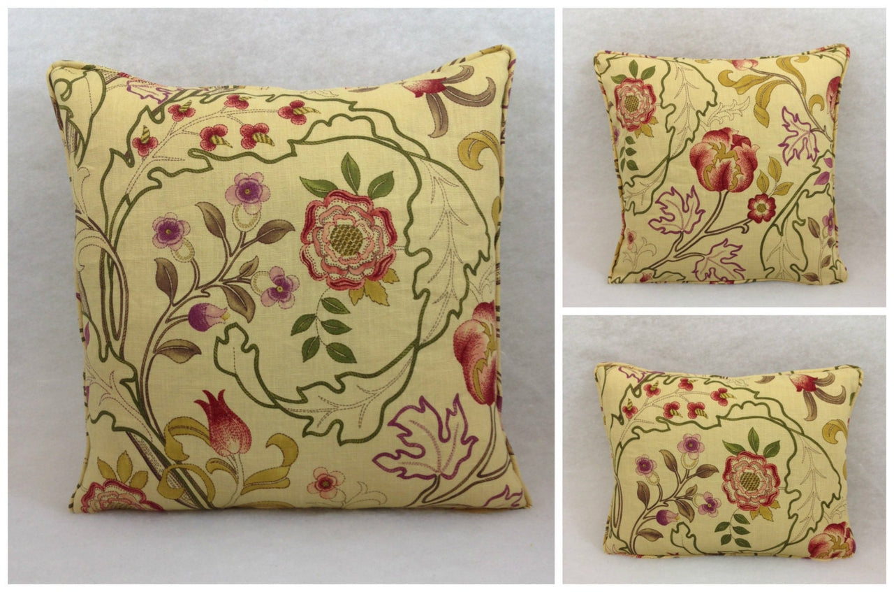 William Morris - Mary Isobel - Red / Gold - Self-Piped Cushion Cover Throw Pillow Designer Home Decor