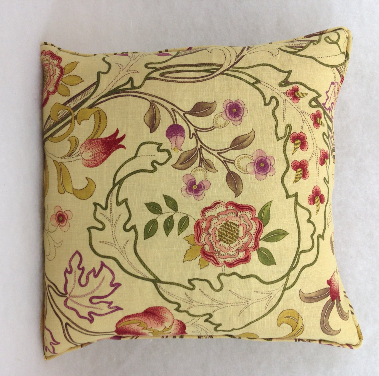 William Morris - Mary Isobel - Red / Gold - Self-Piped Cushion Cover Throw Pillow Designer Home Decor