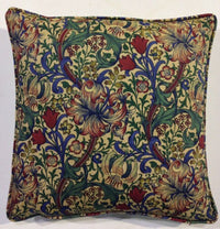 Thumbnail for William Morris - Golden Lily Minor - Biscuit / Indigo / Red - Cushion Cover Throw Pillow Designer Home Decor