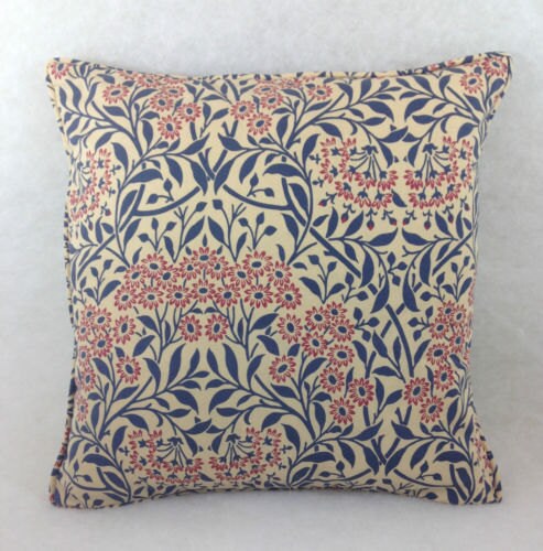 William Morris - Michaelmas Daisy - Indigo / Red - Cushion Cover Throw Pillow Designer Home Decor