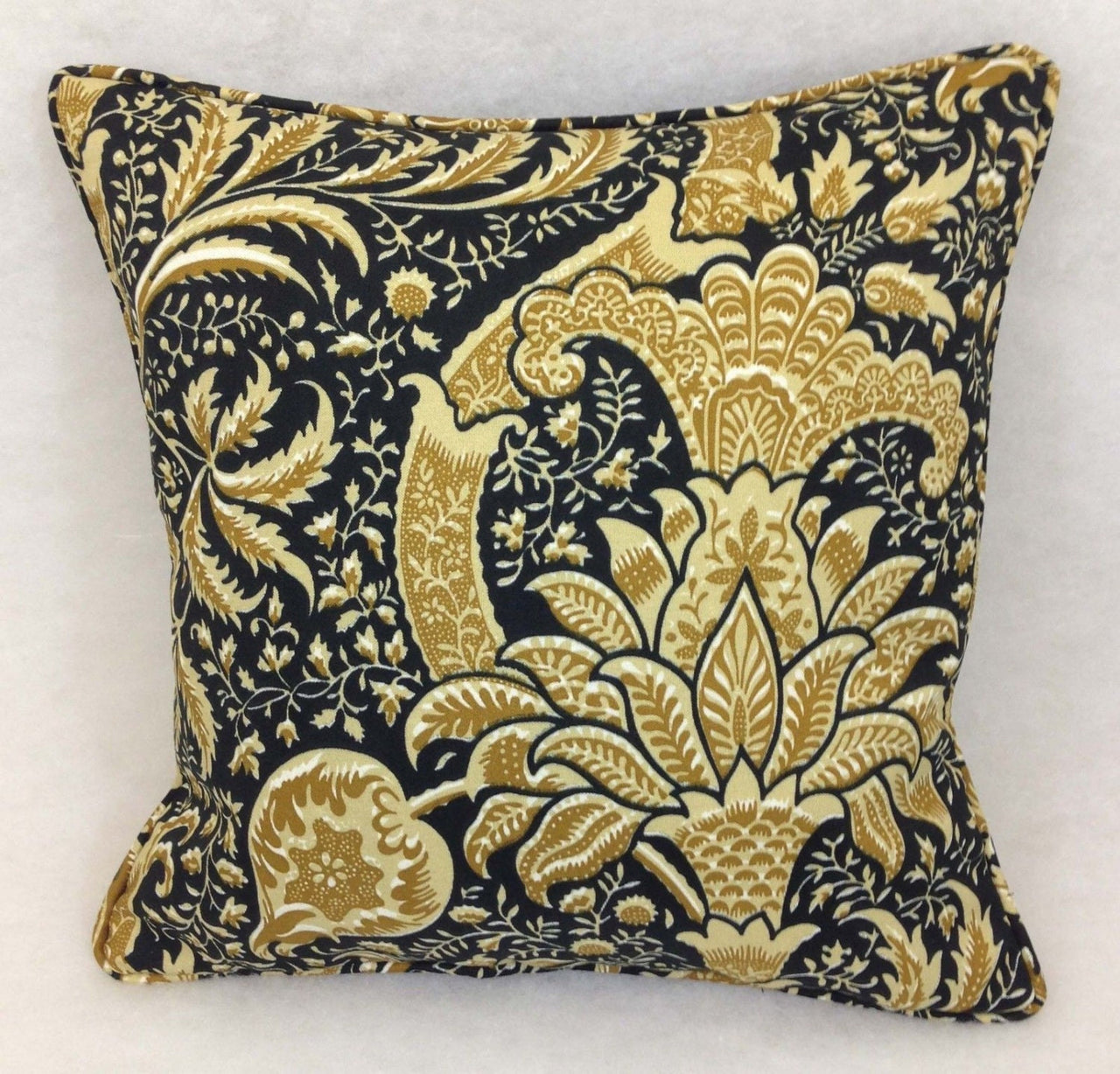 William Morris - Indian - Black / Gold - Cushion Cover Throw Pillow Designer Home Decor