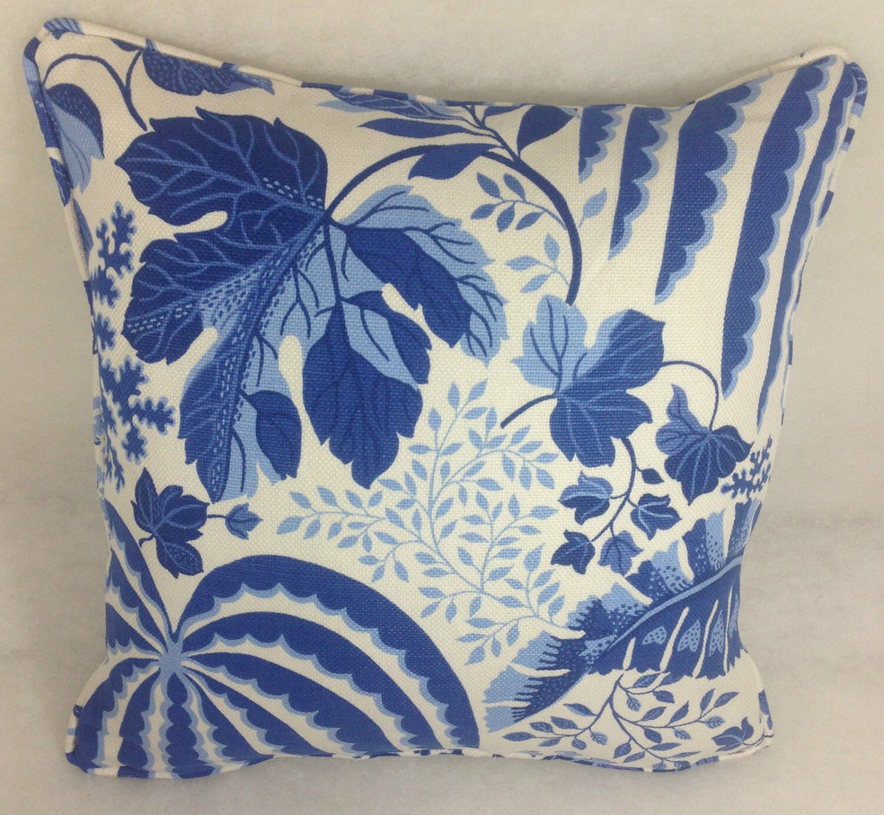 Sanderson - Rainforest - Indigo Self-Piped Cushion Cover Throw Pillow Designer Home Decor