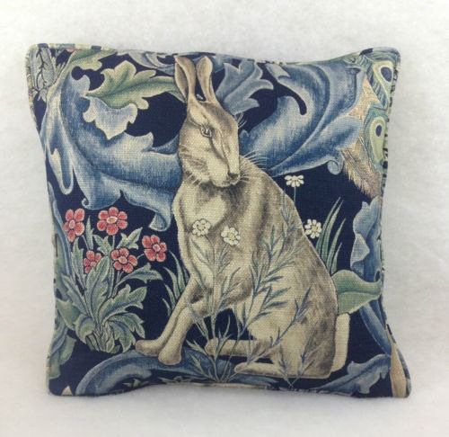 William Morris - Forest - Indigo Linen - Cushion Cover Throw Pillow Designer Home Decor