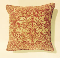 Thumbnail for William Morris - Brer Rabbit - Red / Hemp - Linen - Cushion Cover Throw Pillow Designer Home Decor