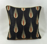 Thumbnail for Jane Churchill - Colefax & Fowler - Plato - Charcoal - Elegant Silk Feather Motif Cushion Cover - Handmade Throw Pillow Designer Home Decor