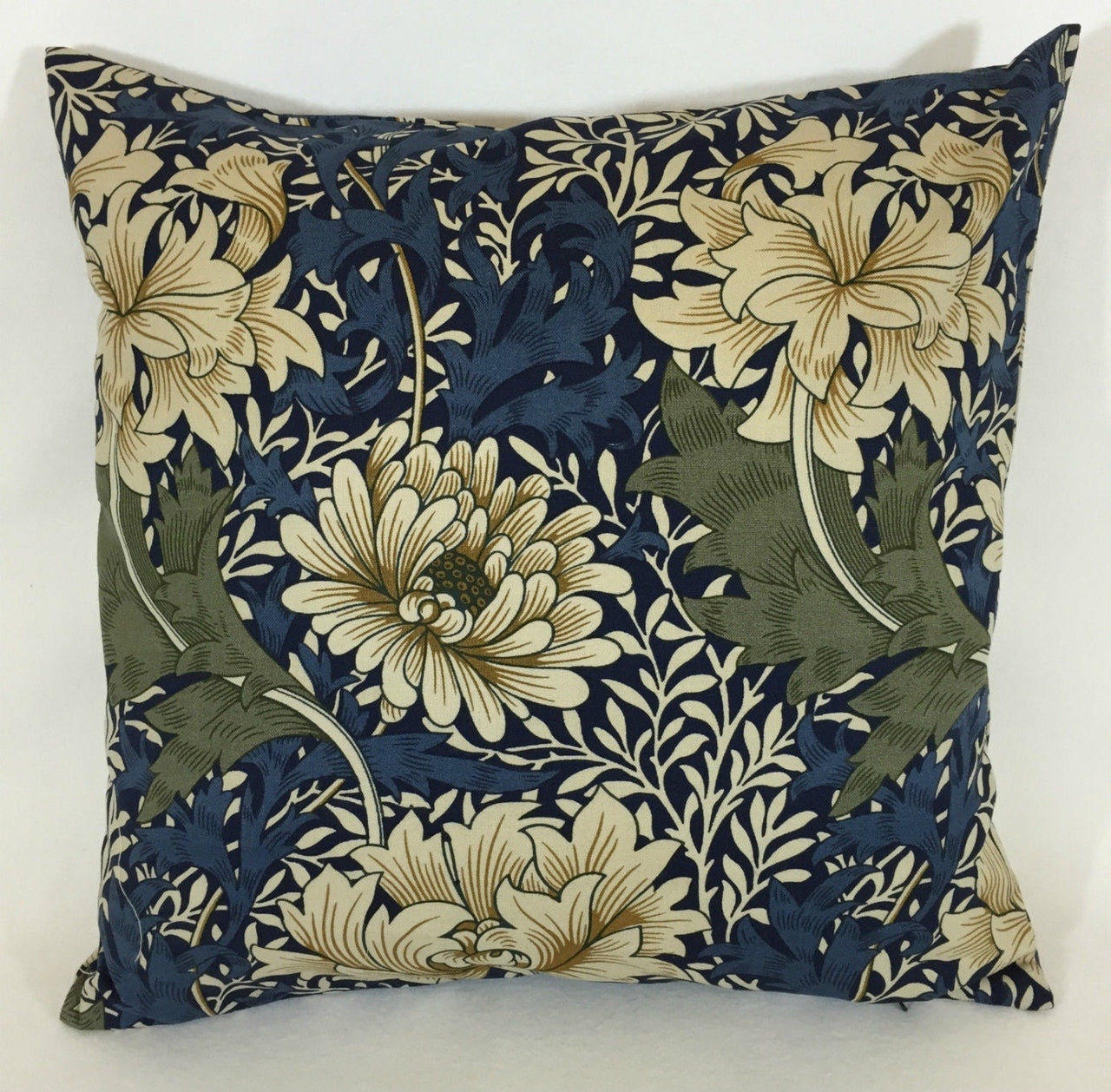 William Morris - Chrysanthemum - Indigo / Cream - Cushion Cover Throw Pillow Designer Home Decor