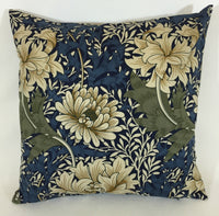 Thumbnail for William Morris - Chrysanthemum - Indigo / Cream - Cushion Cover Throw Pillow Designer Home Decor