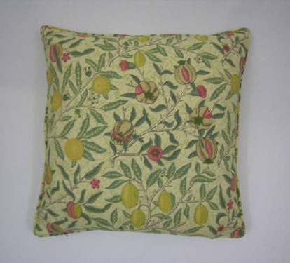 William Morris - Fruit Minor - Cream / Teal - Cushion Cover Throw Pillow Designer Home Decor