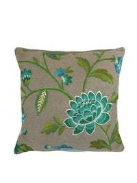 Thumbnail for Manuel Canovas - Carla - Turquoise - Embroidered Floral Designer Cushion Cover - Handmade Throw Pillow - Designer Home Decor