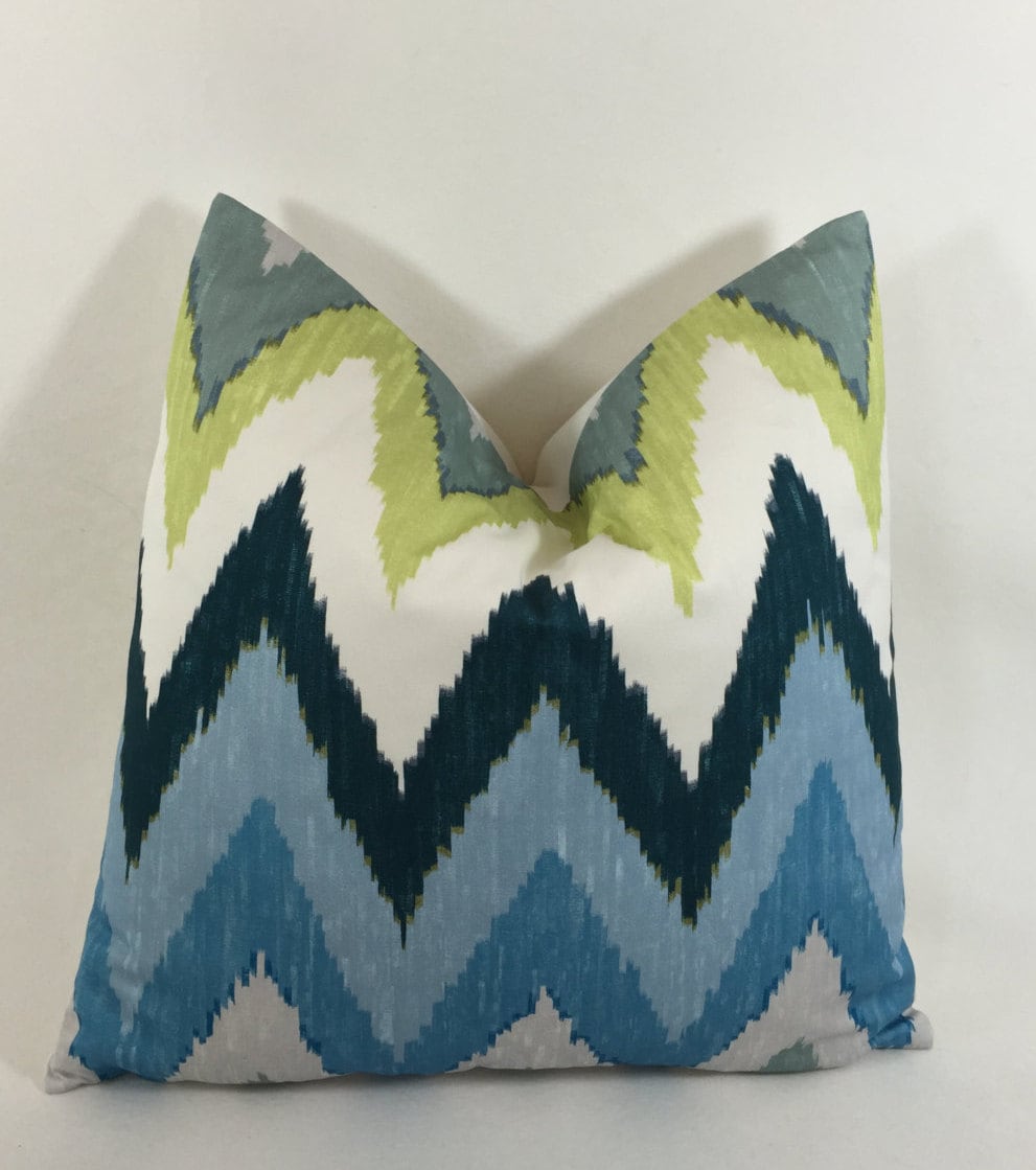 Martyn Lawrence Bullard for Schumacher - Adras Ikat - Sky - Stylish Ottoman Chic Designer Cushion Cover - Handmade Throw Pillow - Home Decor