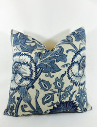 Thumbnail for William Morris - Pink & Rose - Indigo / Vellum - Classic British Designer Cushion Cover Throw Pillow Home Decor